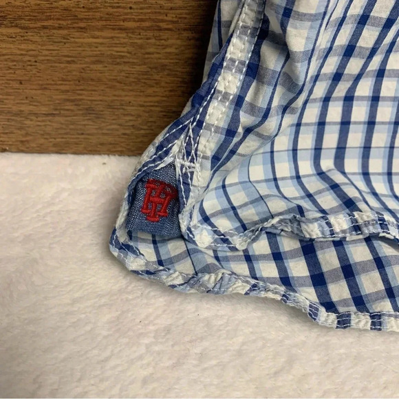 Tommy Hilfiger XL blue checked button down short sleeve shirt custom fit - Picture 4 of 8